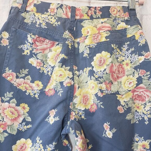 JONES NEW YORK Floral Wide Leg Cropped Pants High Rise 8 - Picture 4 of 6